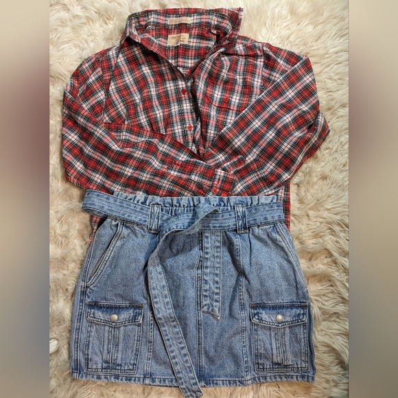 BlankNYC moon river denim mini belted paperbag skirt Large Y2k - Picture 3 of 9